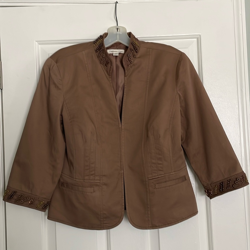 Coldwater Creek 3/4 sleeve, beaded waist jacket, Size 6